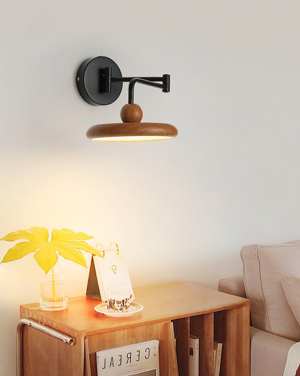 Integrated LED Dimmable 3000K Wall Light With Walnut Wood