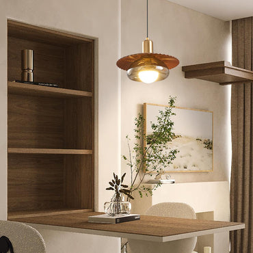 Integrated Led Dimmable Brass Glass Pendant Light