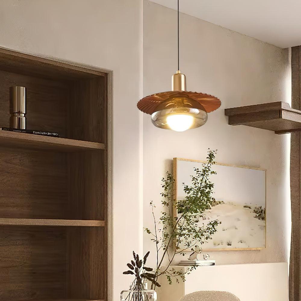 Integrated Led Dimmable Brass Glass Pendant Light