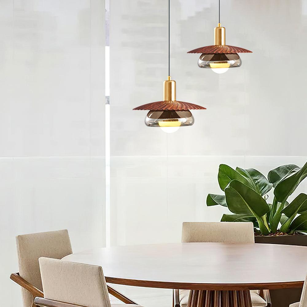 Integrated Led Dimmable Brass Glass Pendant Light