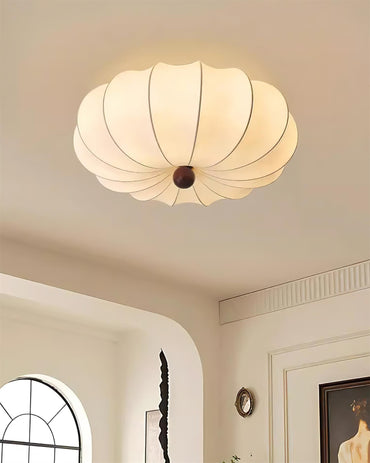 Fabric Shade Dimmable Flush Mount Ceiling Light With LumiNest