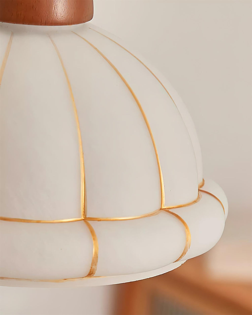 Minimalist Glass Dome Pendant Lamp With Walnut Wood Accent