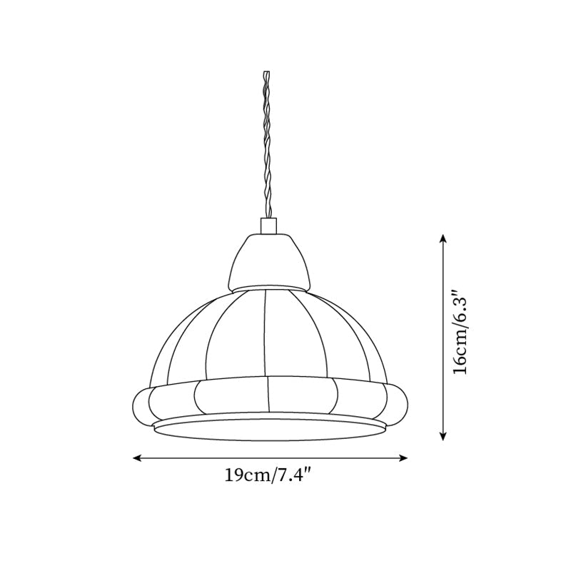 Minimalist Glass Dome Pendant Lamp With Walnut Wood Accent