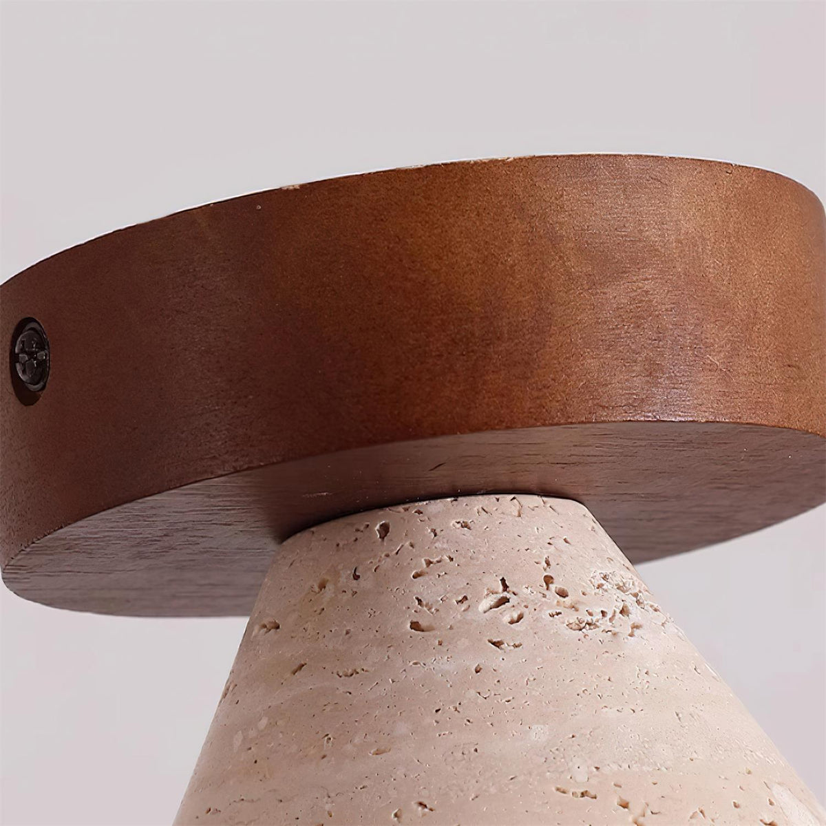 Flush Mount Ceiling Light With Wooden Canopy And G9 Socket Travertine