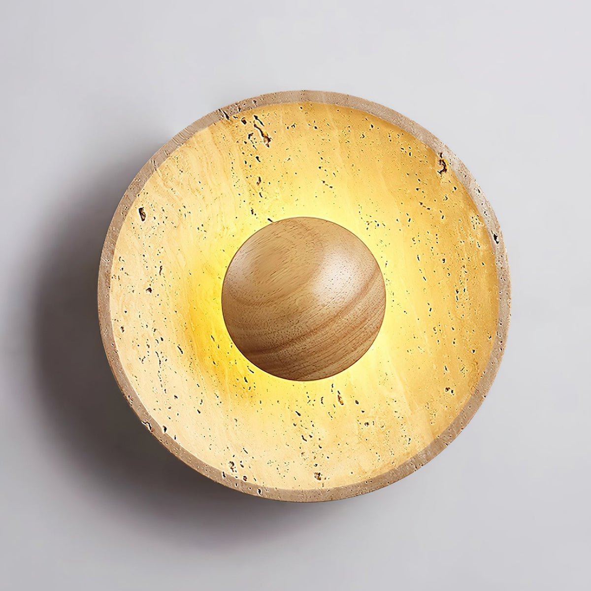 Integrated LED 25cm Travertine Walnut Wood Wall Lamp