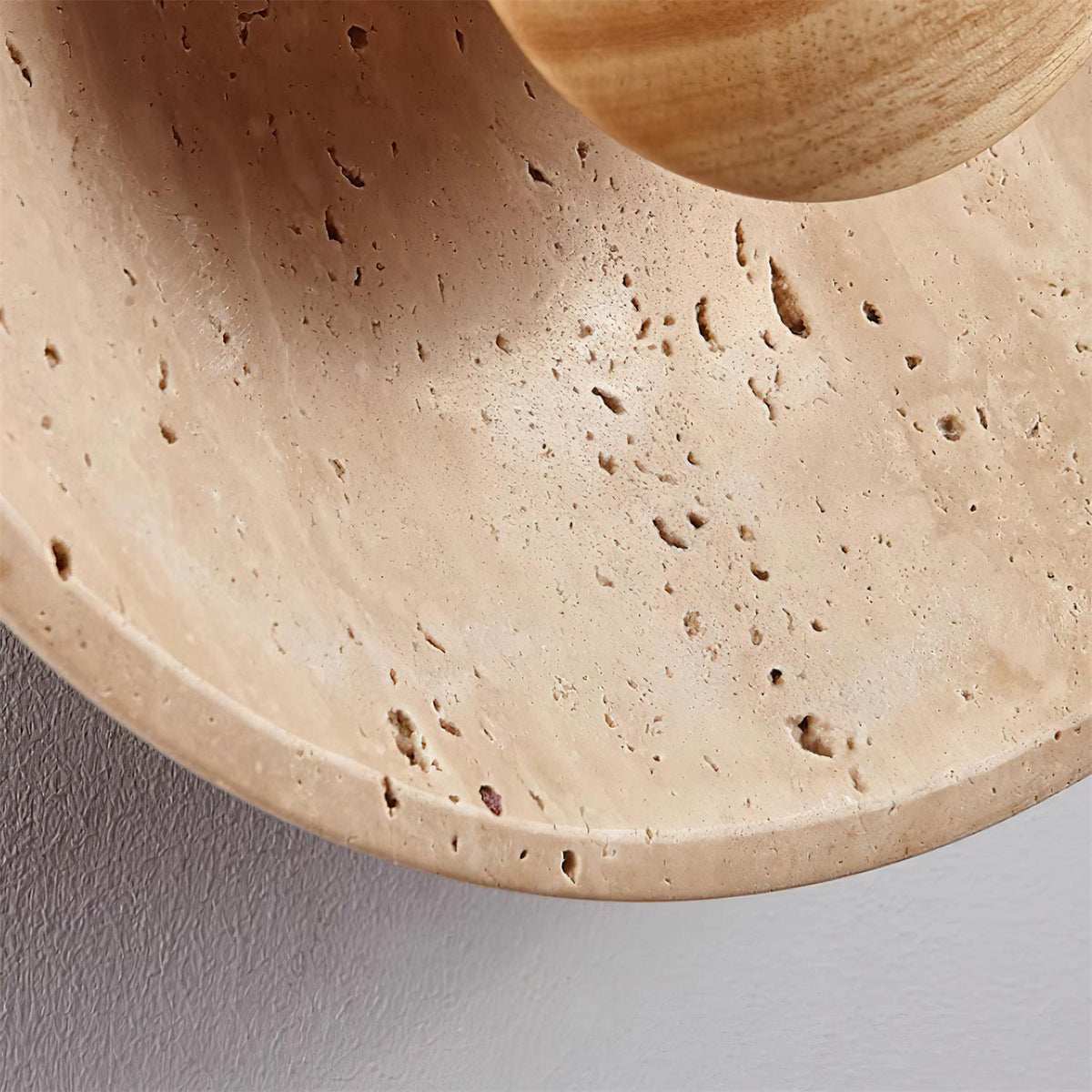 Integrated LED 25cm Travertine Walnut Wood Wall Lamp