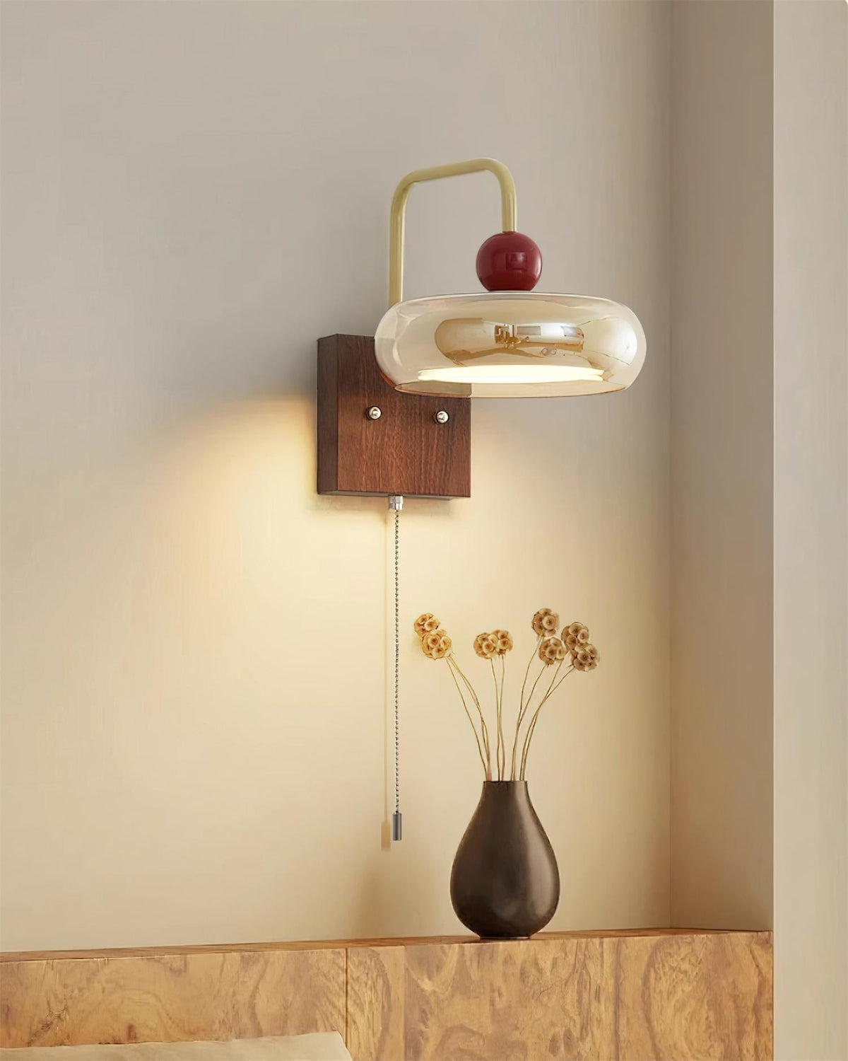Three Colour Led Dimmable Retro Metal And Glass Wall Light