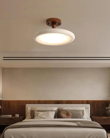 Warm White LED Ceiling Light With Semi Flush Travertine