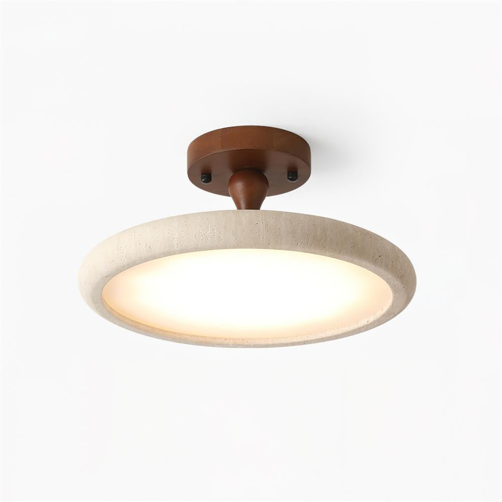Warm White LED Ceiling Light With Semi Flush Travertine