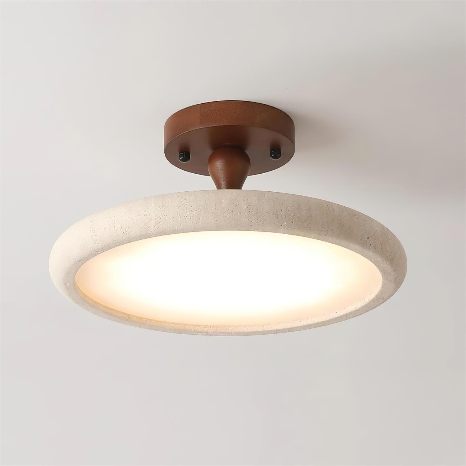 Warm White LED Ceiling Light With Semi Flush Travertine