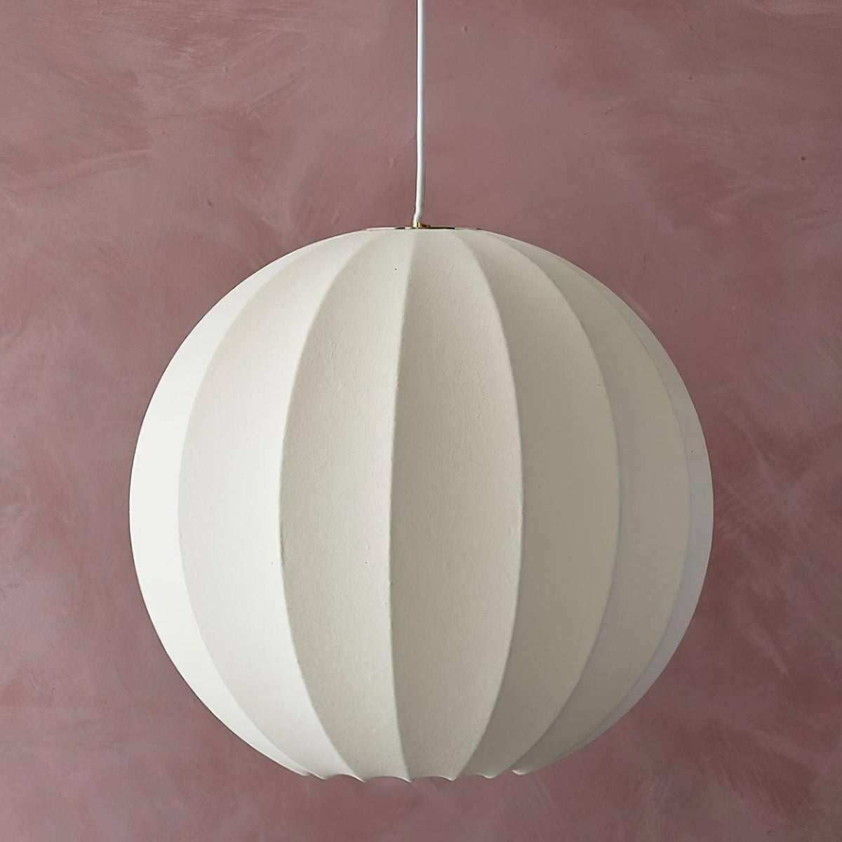 Ambient Dining White Silk Ribbed Globe Pendant Light