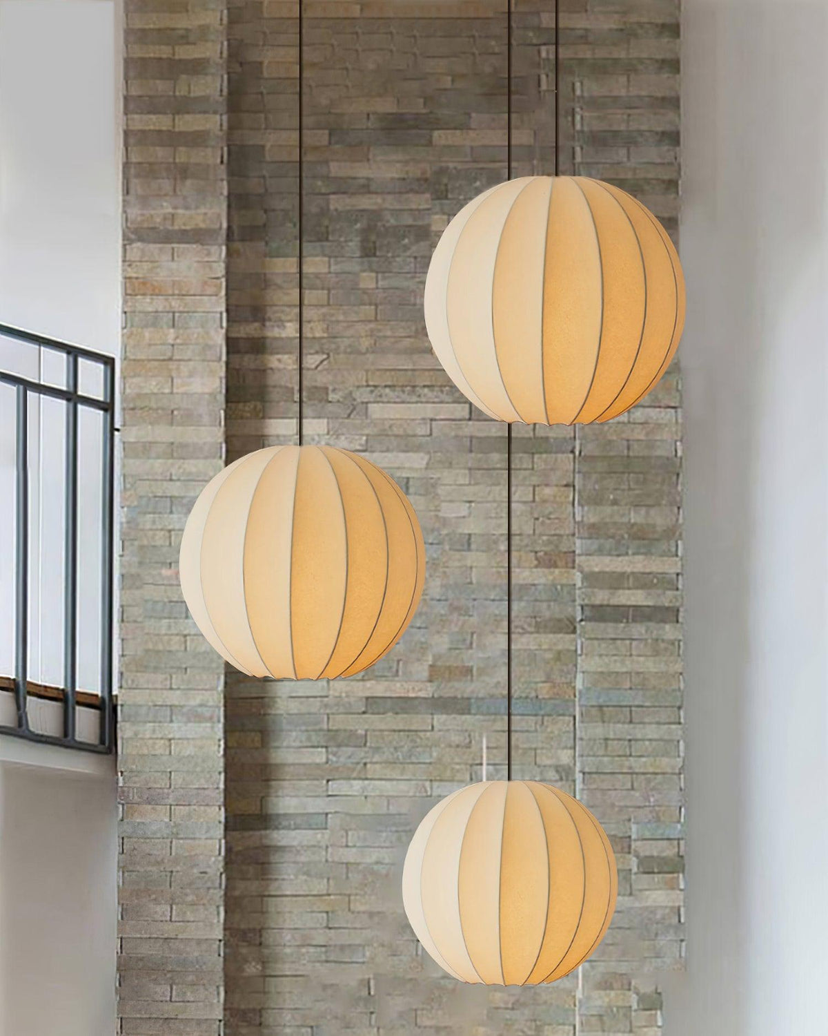 Ambient Dining White Silk Ribbed Globe Pendant Light