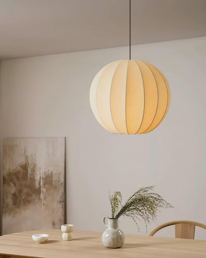 Ambient Dining White Silk Ribbed Globe Pendant Light