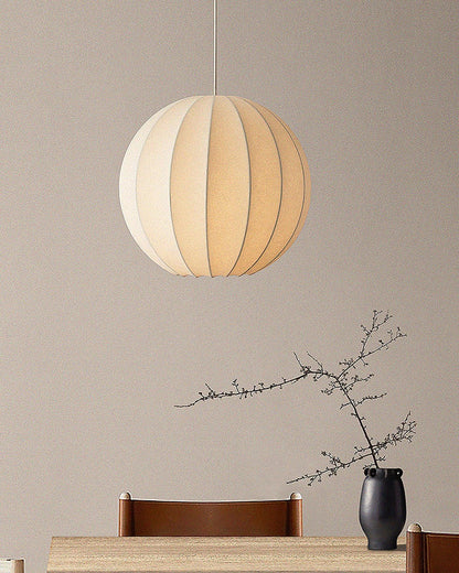 Ambient Dining White Silk Ribbed Globe Pendant Light
