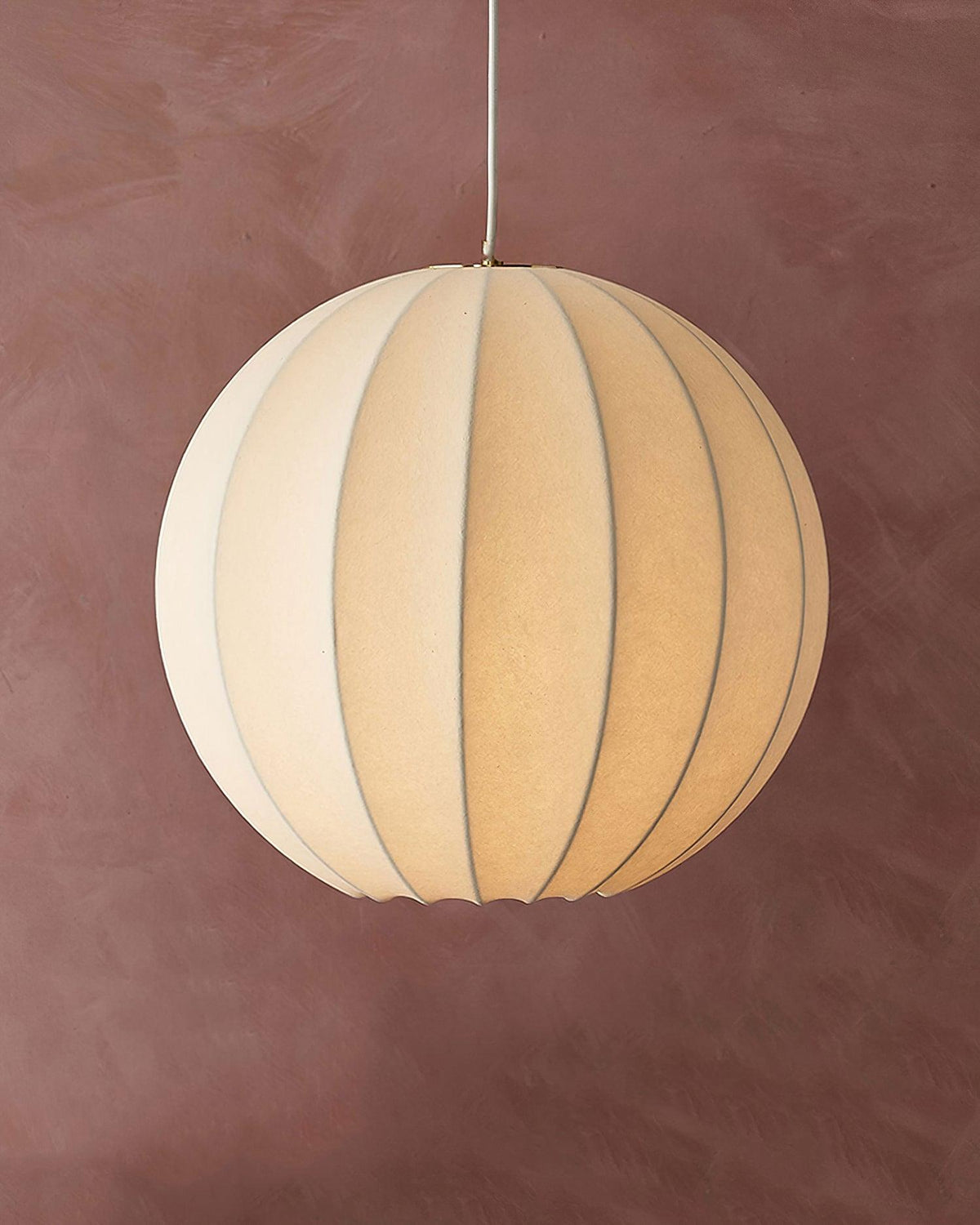 Ambient Dining White Silk Ribbed Globe Pendant Light