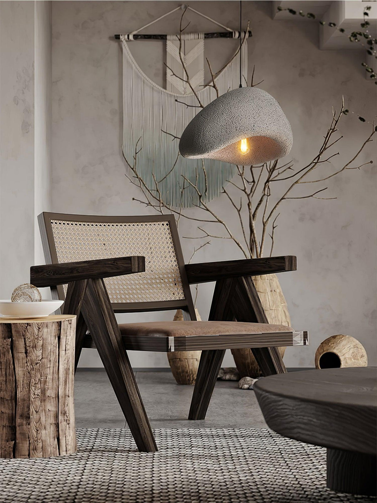 Soft Texture Organic Curved Pendant Light