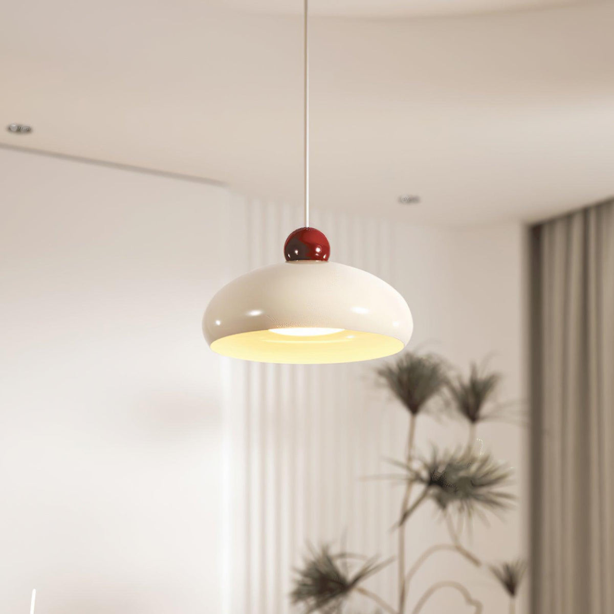 White and Red Elegant Dome Pendant Light