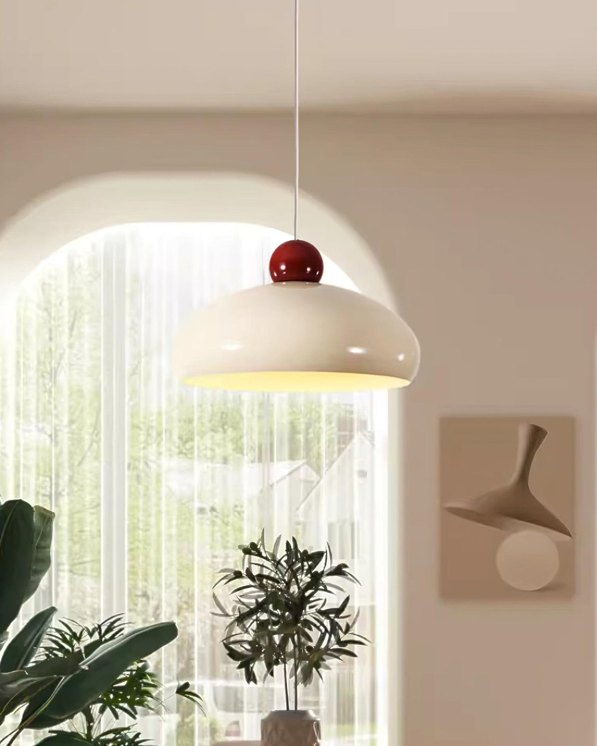 White and Red Elegant Dome Pendant Light