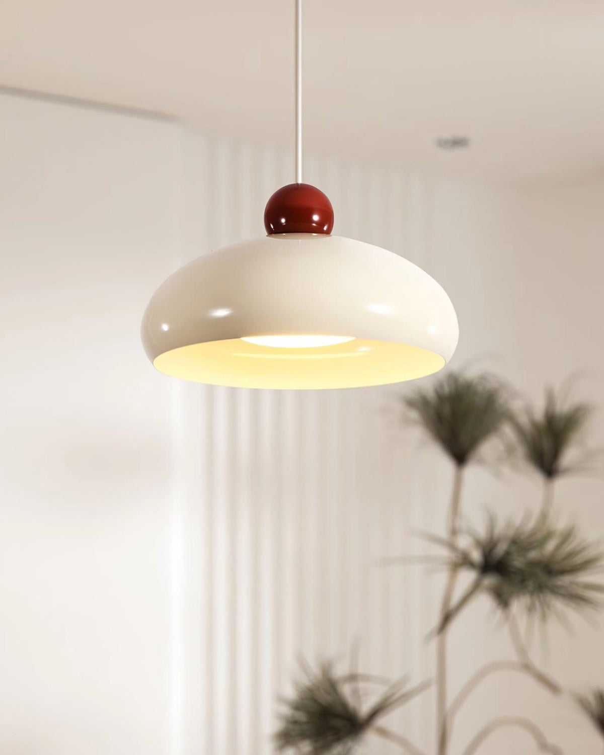 White and Red Elegant Dome Pendant Light