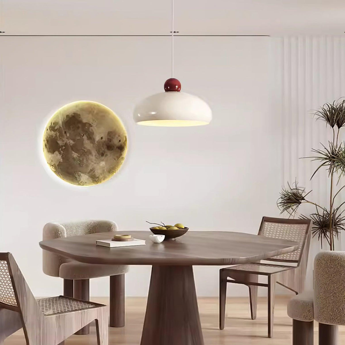 White and Red Elegant Dome Pendant Light
