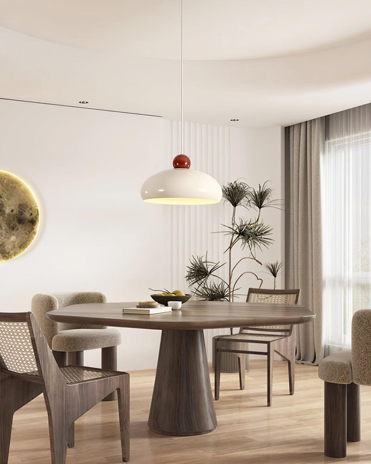 White and Red Elegant Dome Pendant Light