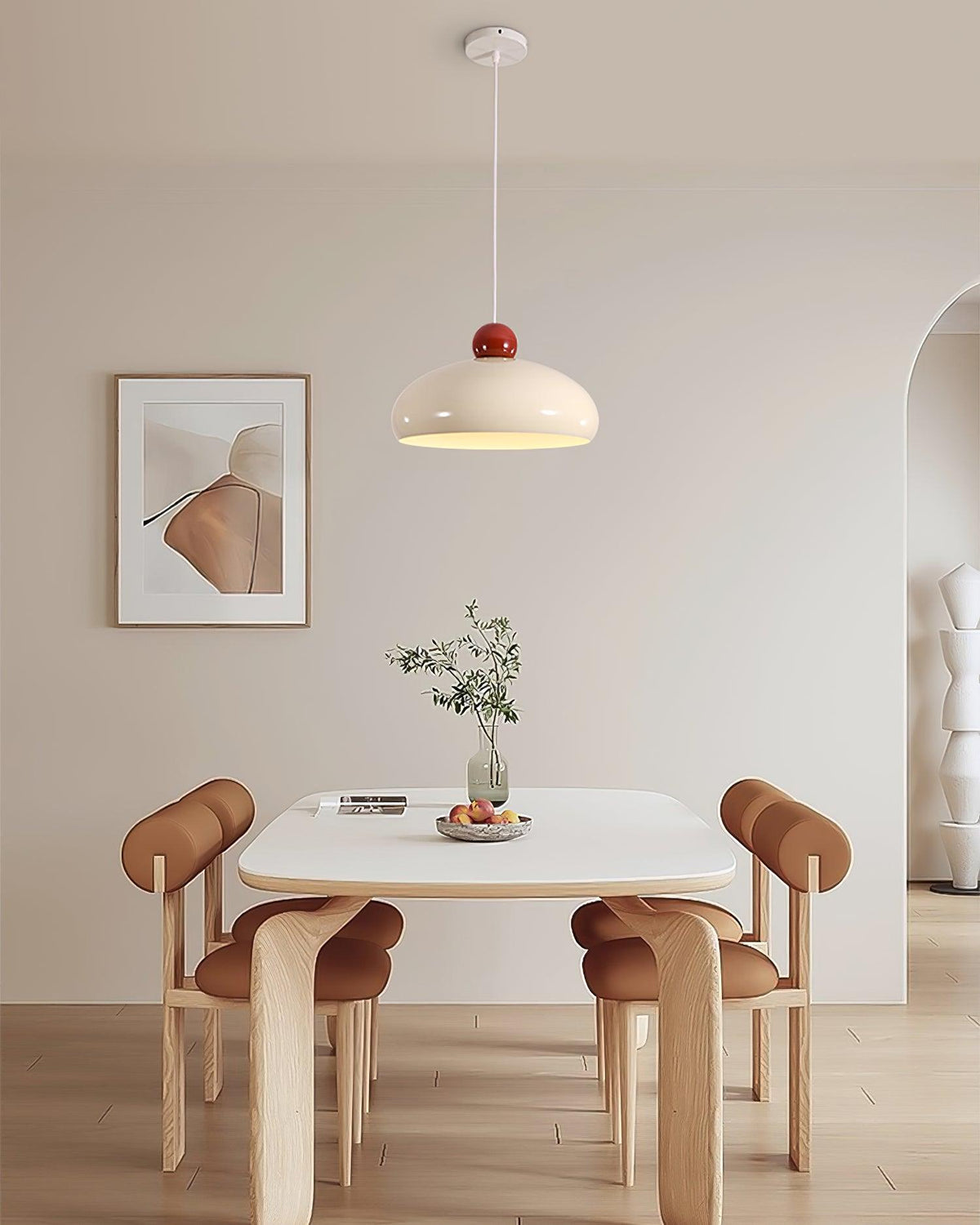 White and Red Elegant Dome Pendant Light
