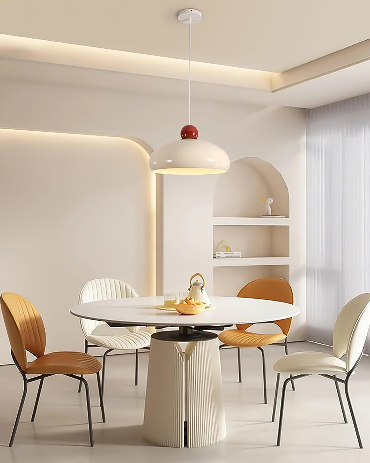 White and Red Elegant Dome Pendant Light