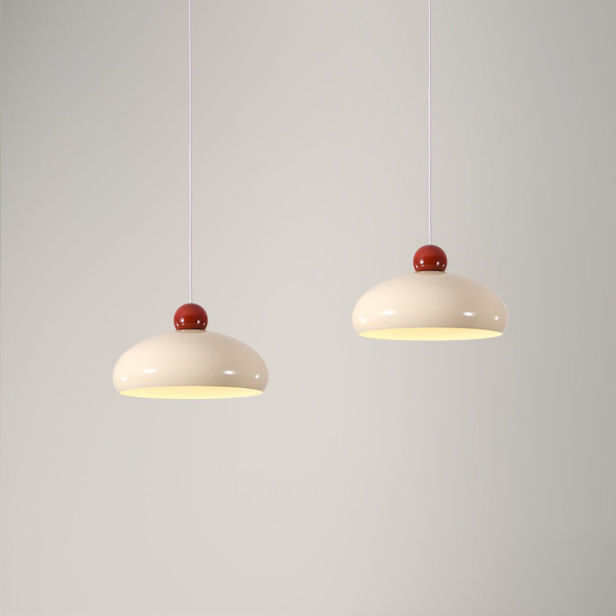 White and Red Elegant Dome Pendant Light