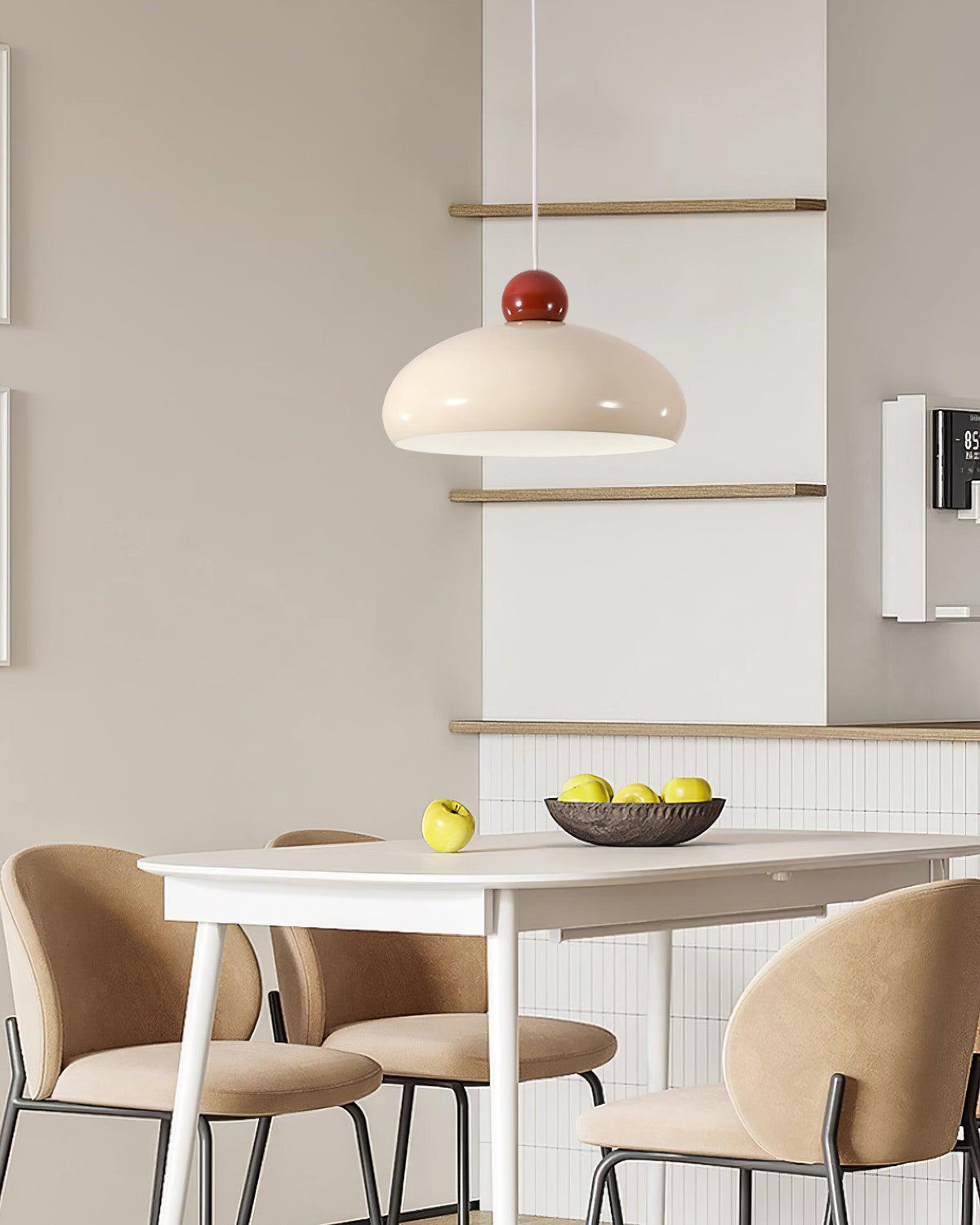 White and Red Elegant Dome Pendant Light
