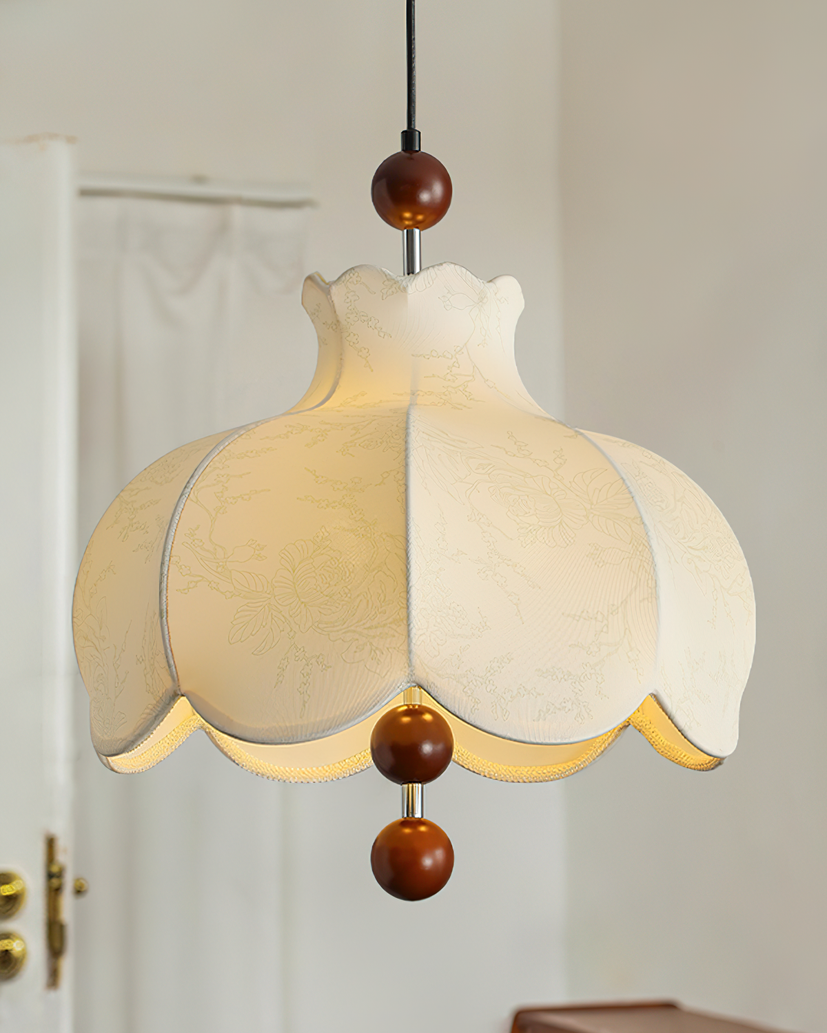 Warm Lighting Pendant Lamp With Walnut Wood Accents