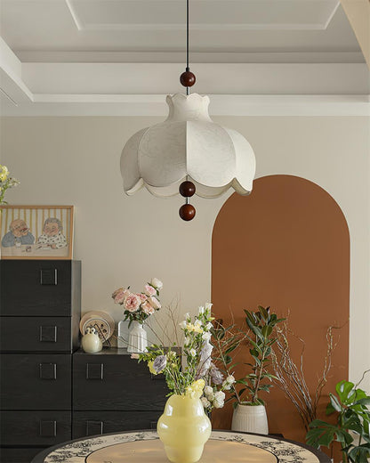 Warm Lighting Pendant Lamp With Walnut Wood Accents