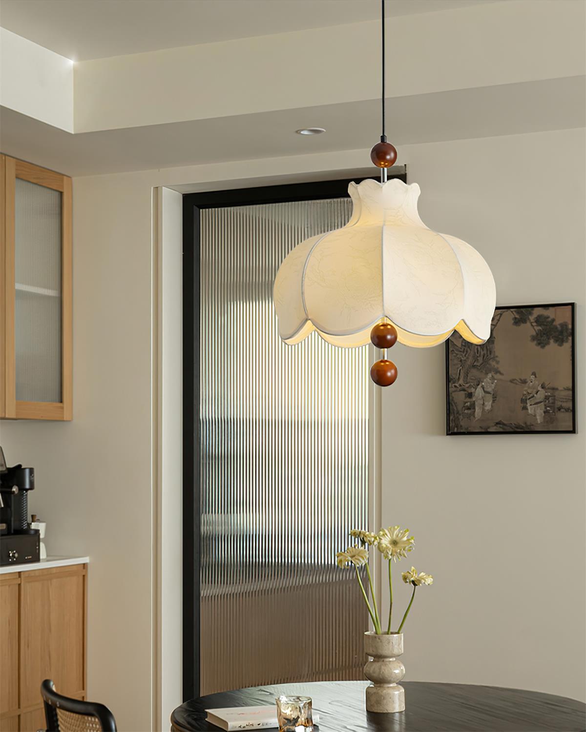 Warm Lighting Pendant Lamp With Walnut Wood Accents