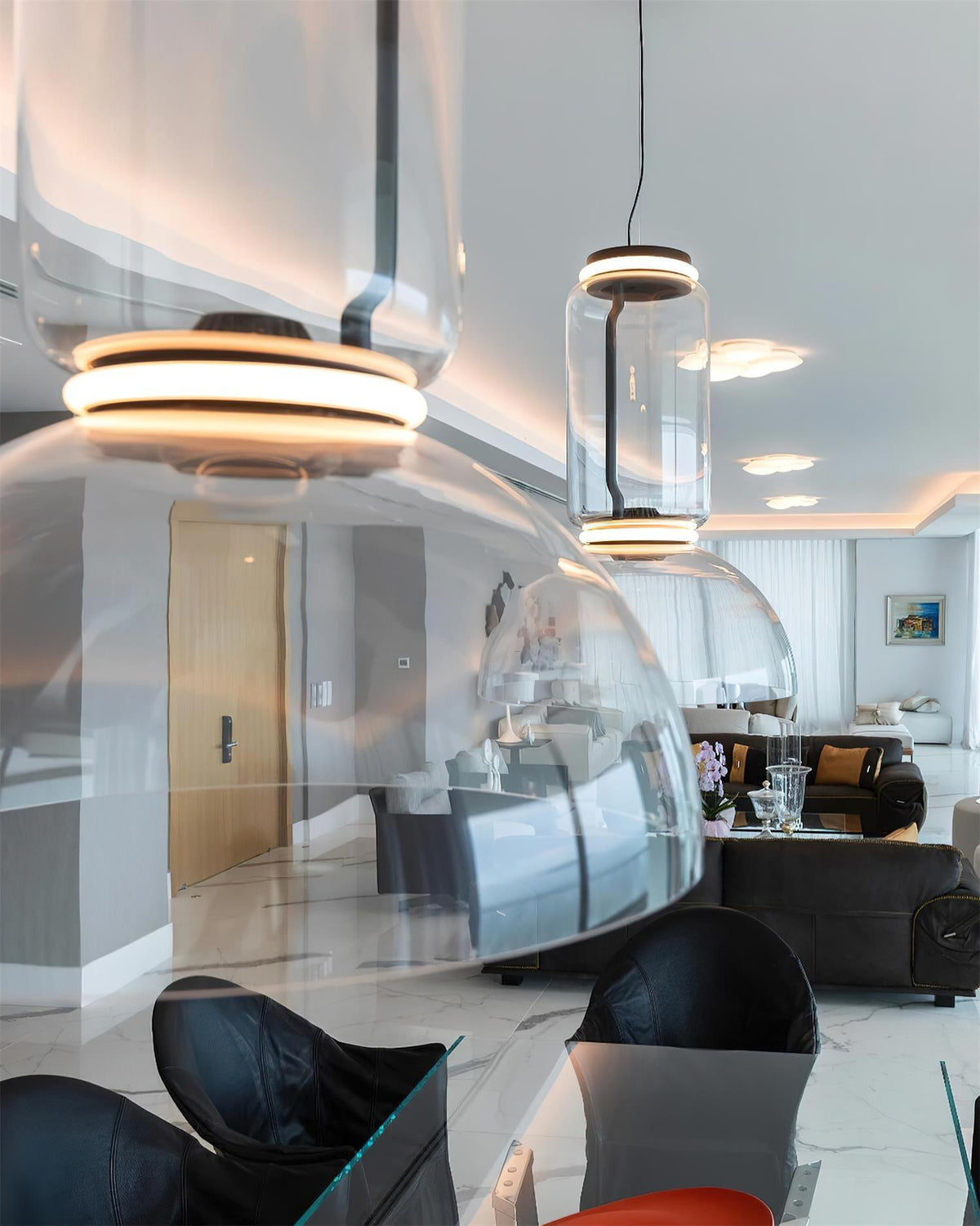 Ambient Glow Layered Glass Cylinder Pendant Light