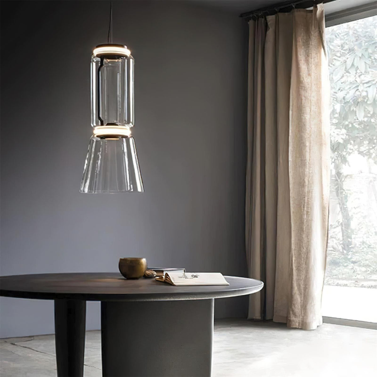 Ambient Glow Layered Glass Cylinder Pendant Light