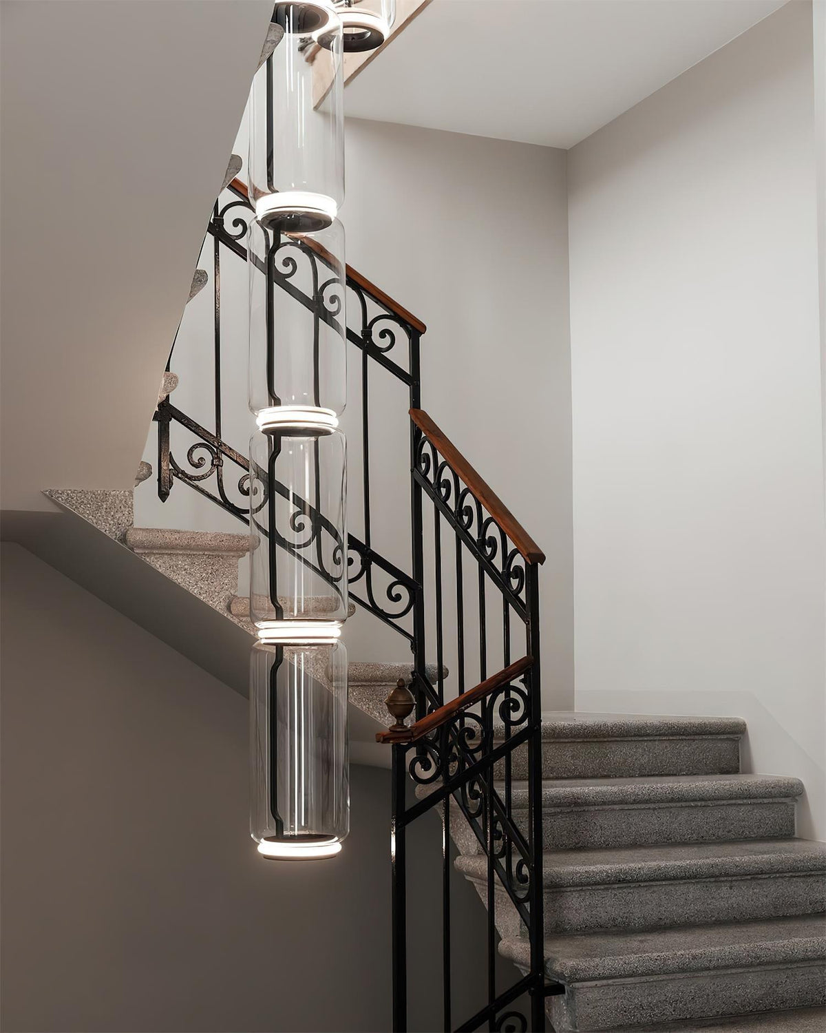 Ambient Glow Layered Glass Cylinder Pendant Light