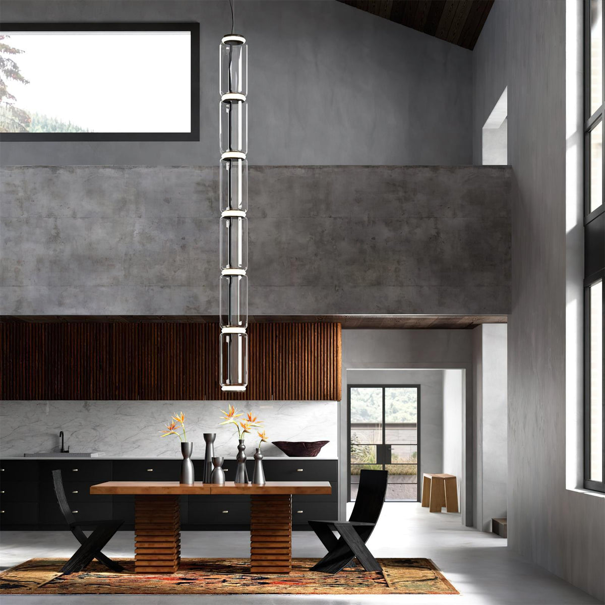 Ambient Glow Layered Glass Cylinder Pendant Light