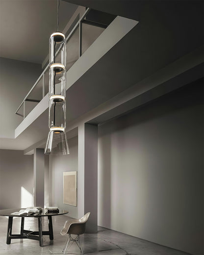 Ambient Glow Layered Glass Cylinder Pendant Light