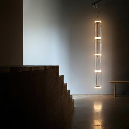 Ambient Glow Layered Glass Cylinder Pendant Light