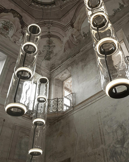 Ambient Glow Layered Glass Cylinder Pendant Light