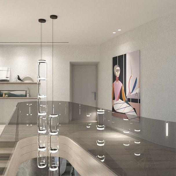 Ambient Glow Layered Glass Cylinder Pendant Light