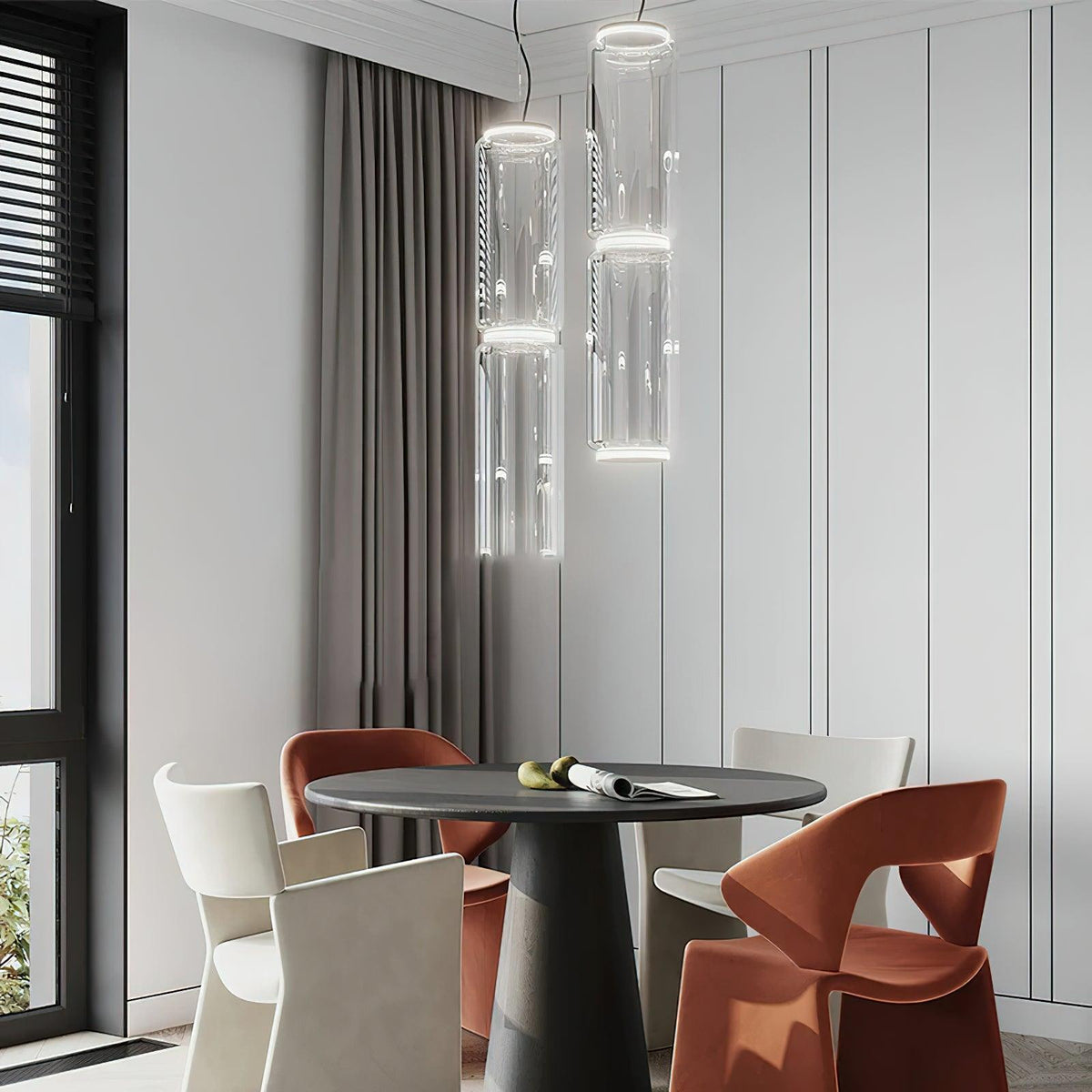 Ambient Glow Layered Glass Cylinder Pendant Light