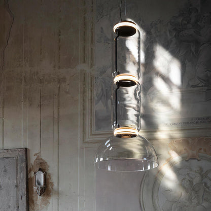 Ambient Glow Layered Glass Cylinder Pendant Light