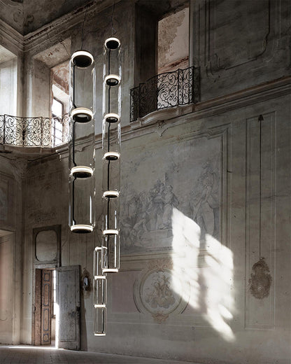 Ambient Glow Layered Glass Cylinder Pendant Light