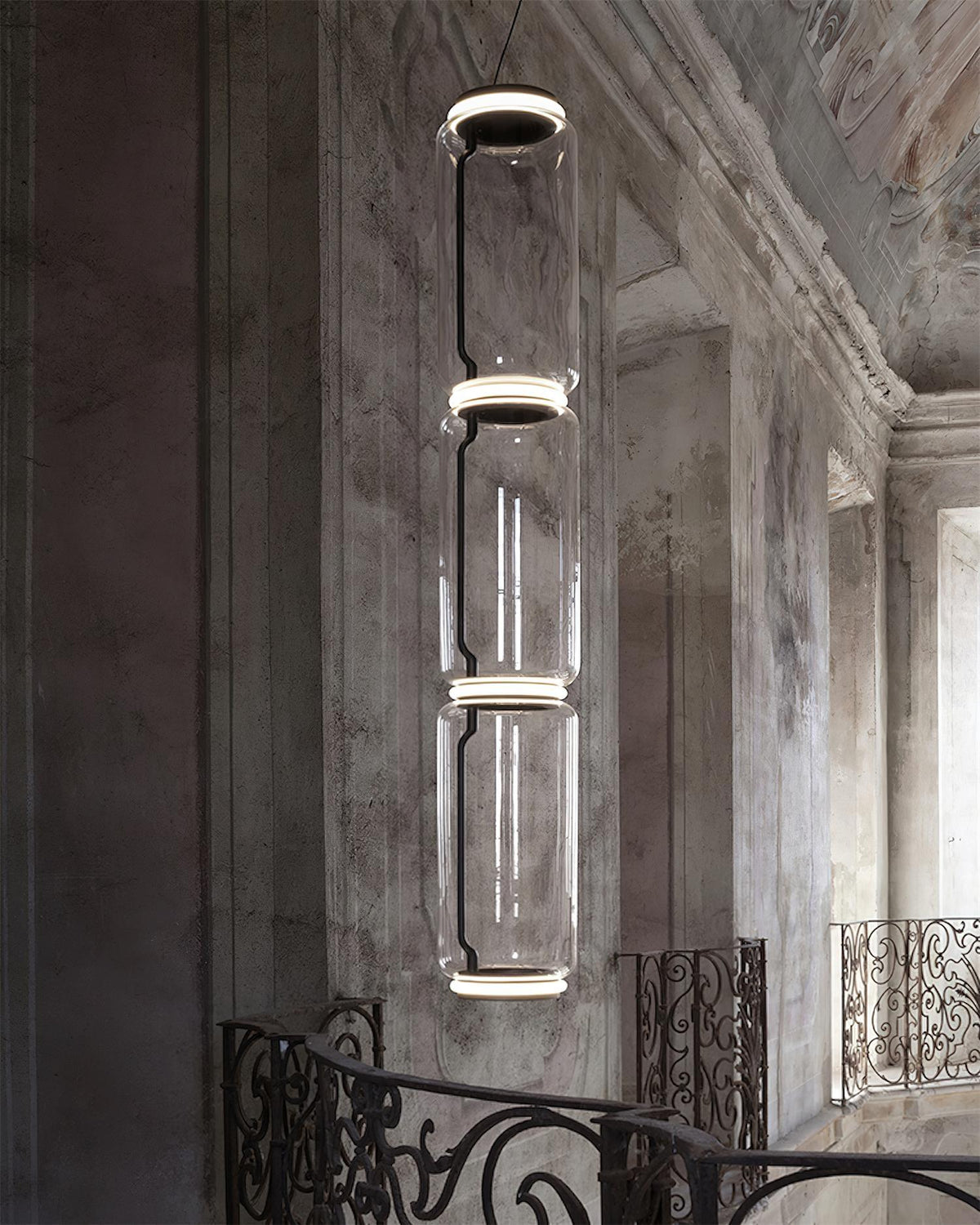 Ambient Glow Layered Glass Cylinder Pendant Light