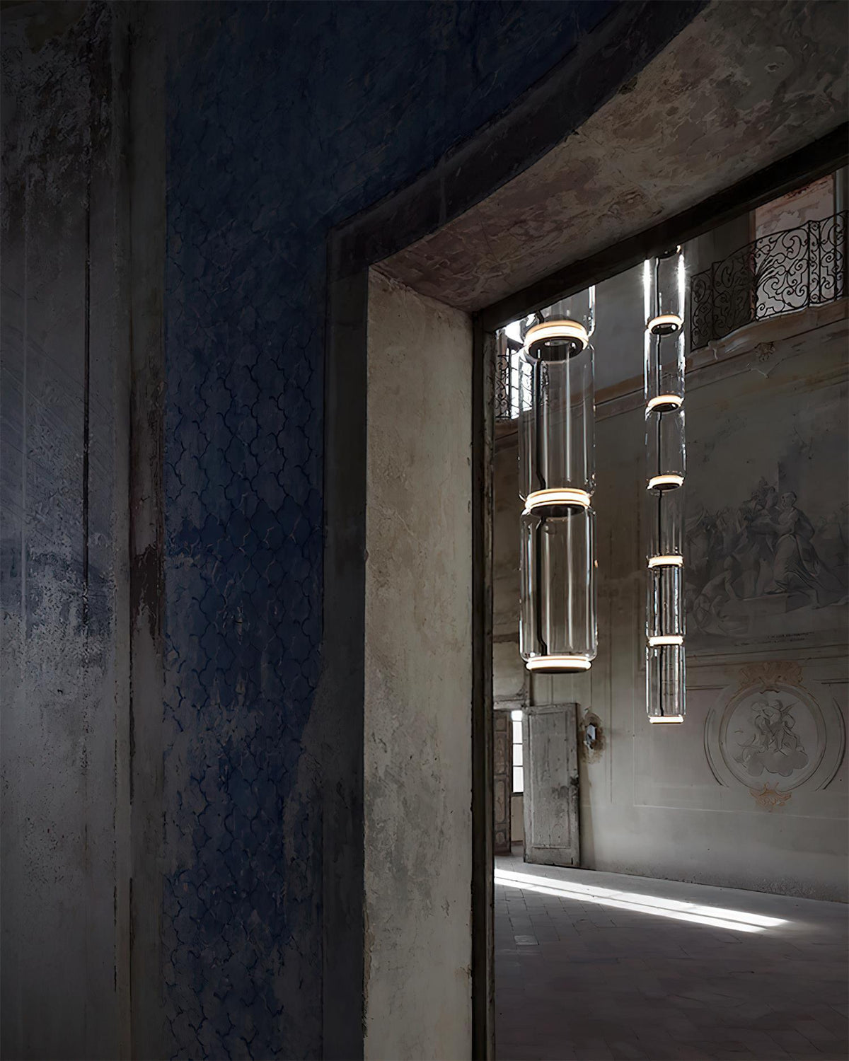 Ambient Glow Layered Glass Cylinder Pendant Light