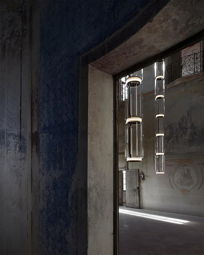 Ambient Glow Layered Glass Cylinder Pendant Light
