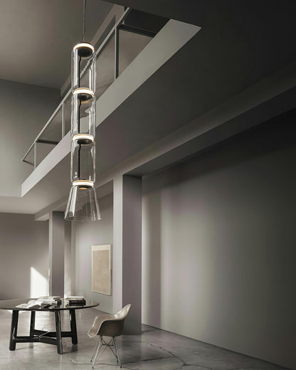 Ambient Glow Layered Glass Cylinder Pendant Light