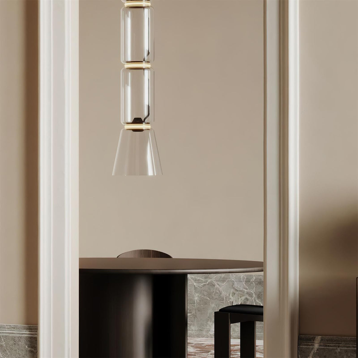 Ambient Glow Layered Glass Cylinder Pendant Light