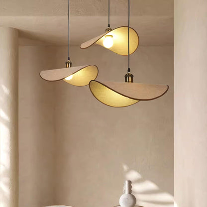 Linen Shade Wood Pendant Light For Warm Glow