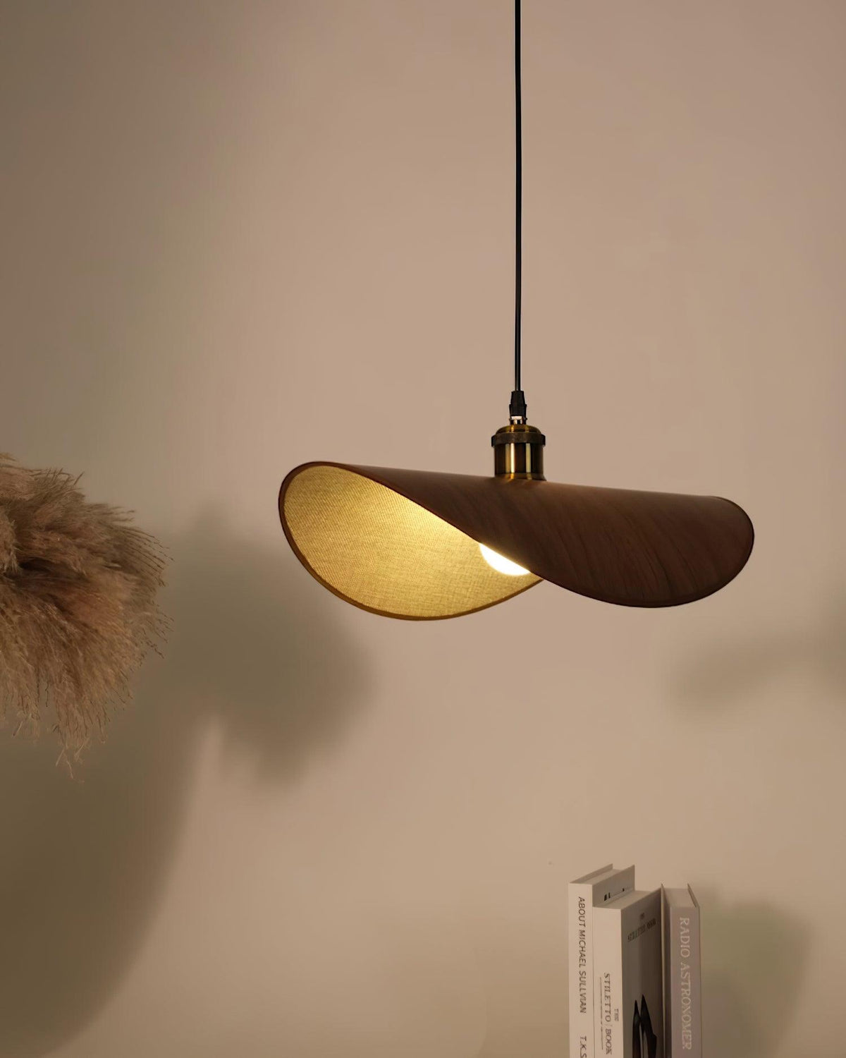 Linen Shade Wood Pendant Light For Warm Glow